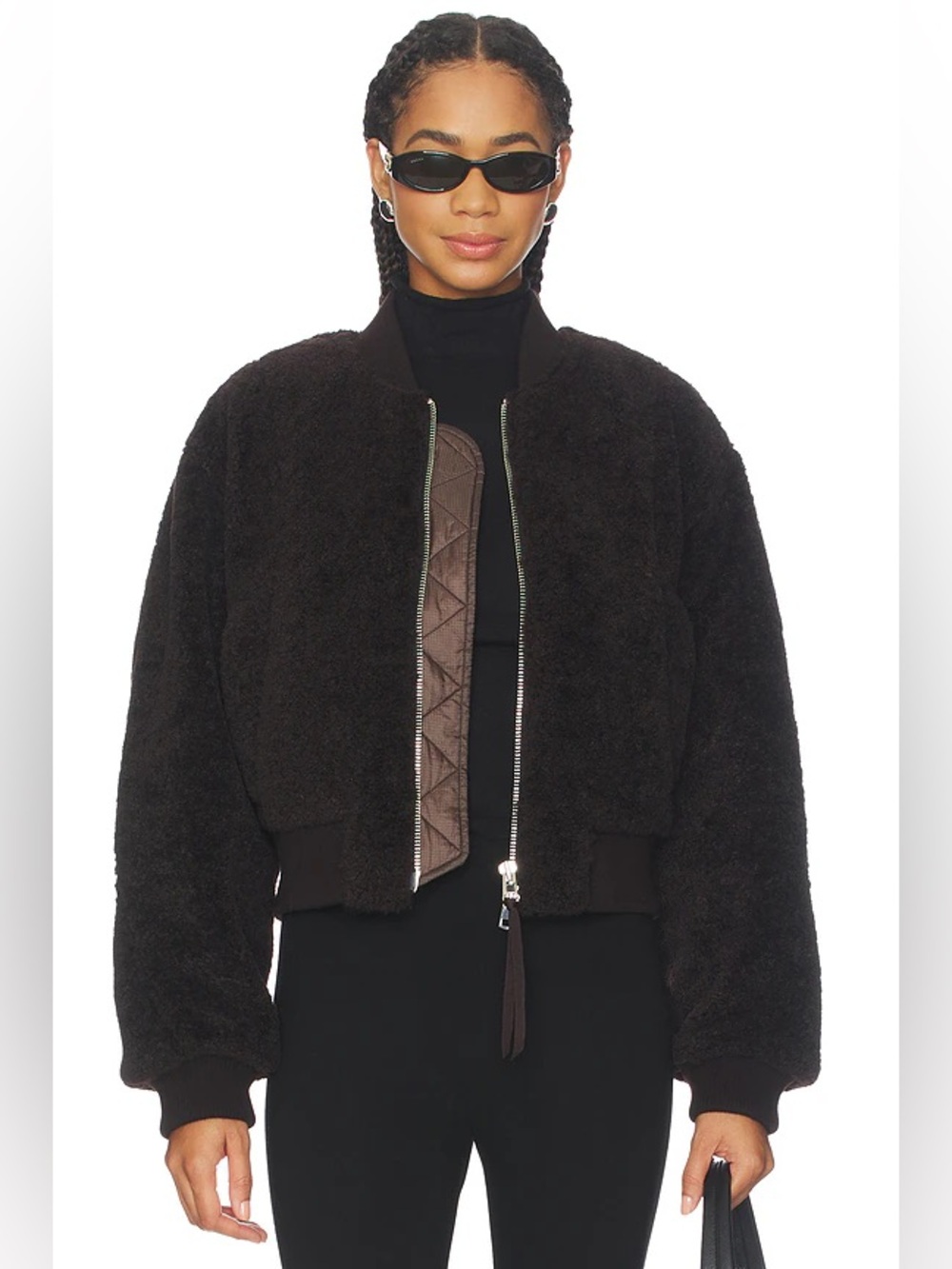 AGOLDE Iona Skye Jacket Brown Faux Sherpa Medium